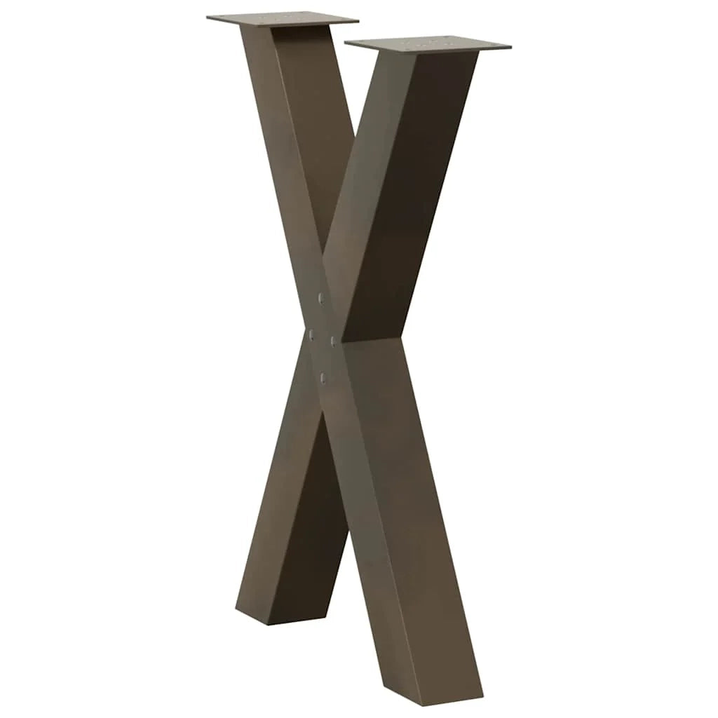 Set di 2 gambe robuste per tavolo da pranzo a forma di X 50 x 73 cm con piedini livellatori design moderno acciaio naturale 02_0057243