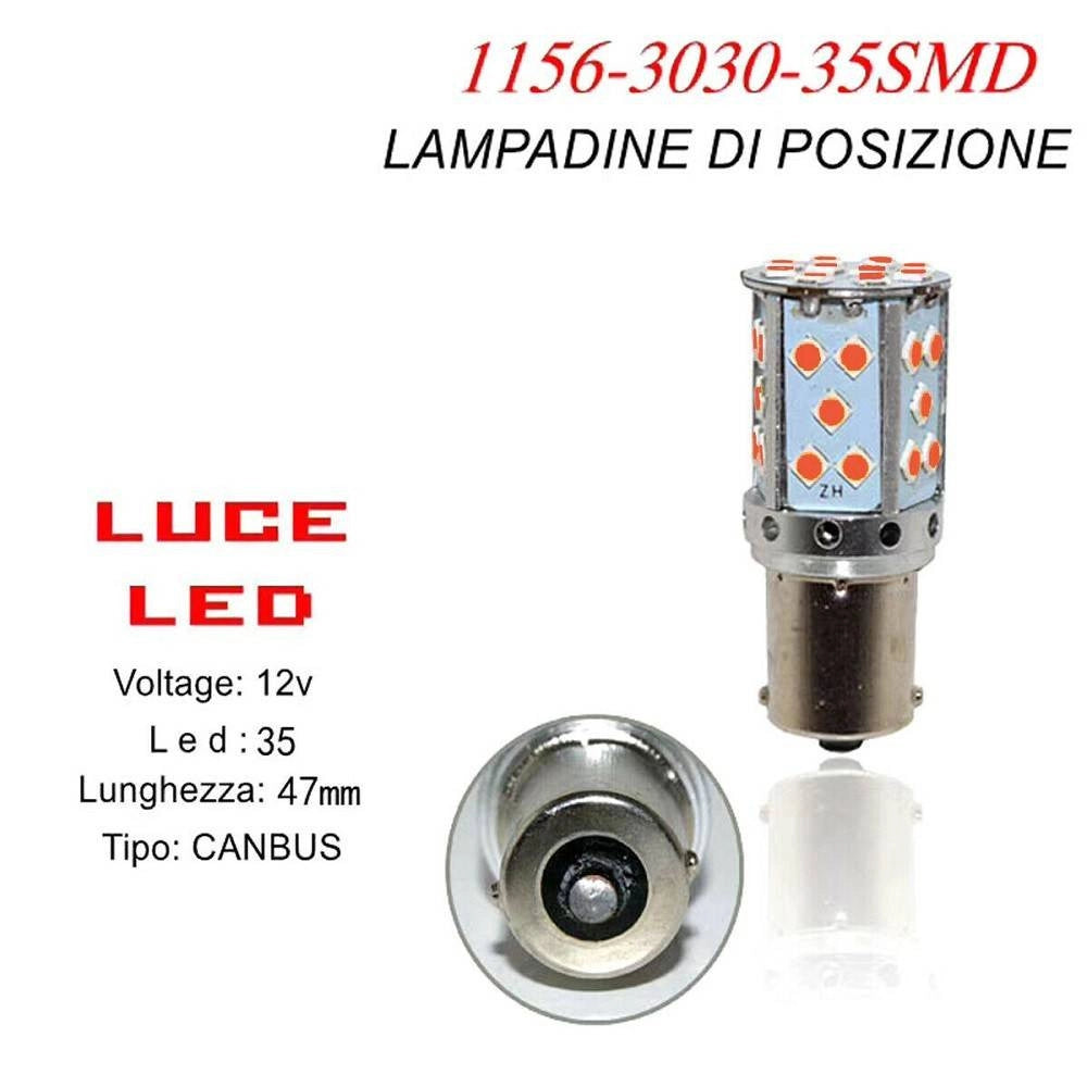 Trade Shop - Lampadina Canbus 35 Led Rosso Auto 1156 3030 12v Stop Freni Retromarcia Ca-88 -