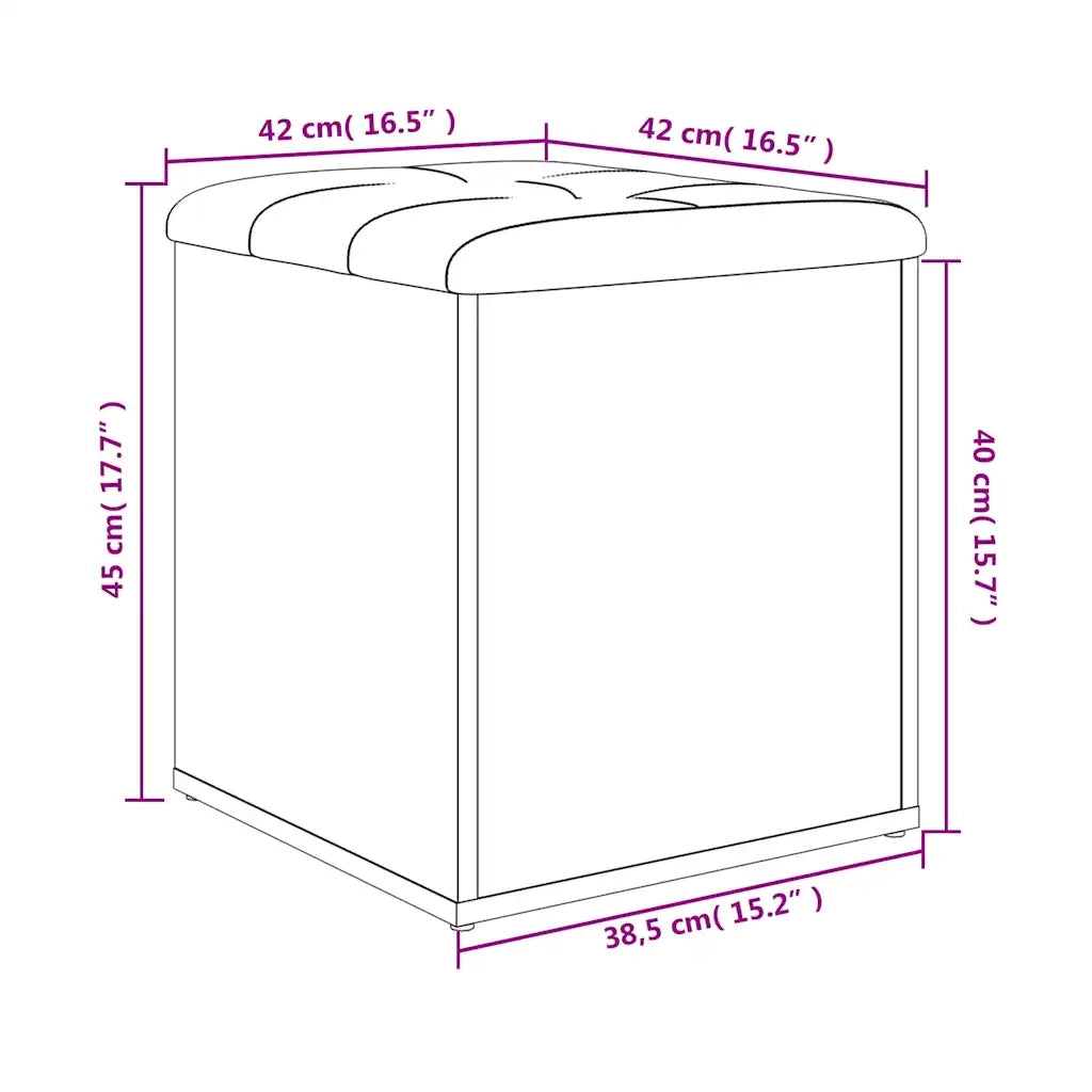 Panca Portaoggetti-Sgabello-Panca con Contenitore Nera 42x42x45 cm in Legno Multistrato
