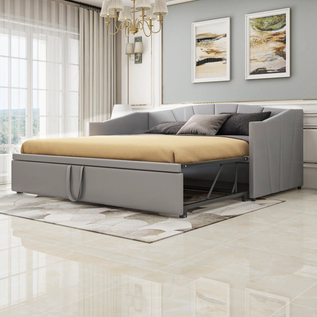 Divano letto 90x200 cm estraibile; velluto grigio (Senza materasso)