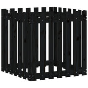 Fioriera | Cassetta per fiori | Vaso Giardino a Recinzione Nera 70x70x70 cm Massello Pino