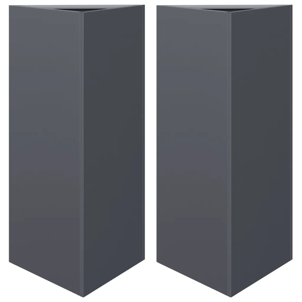 Fioriere 2 pz Antracite Triangolari 40x34,5x75 cm in Acciaio 851162