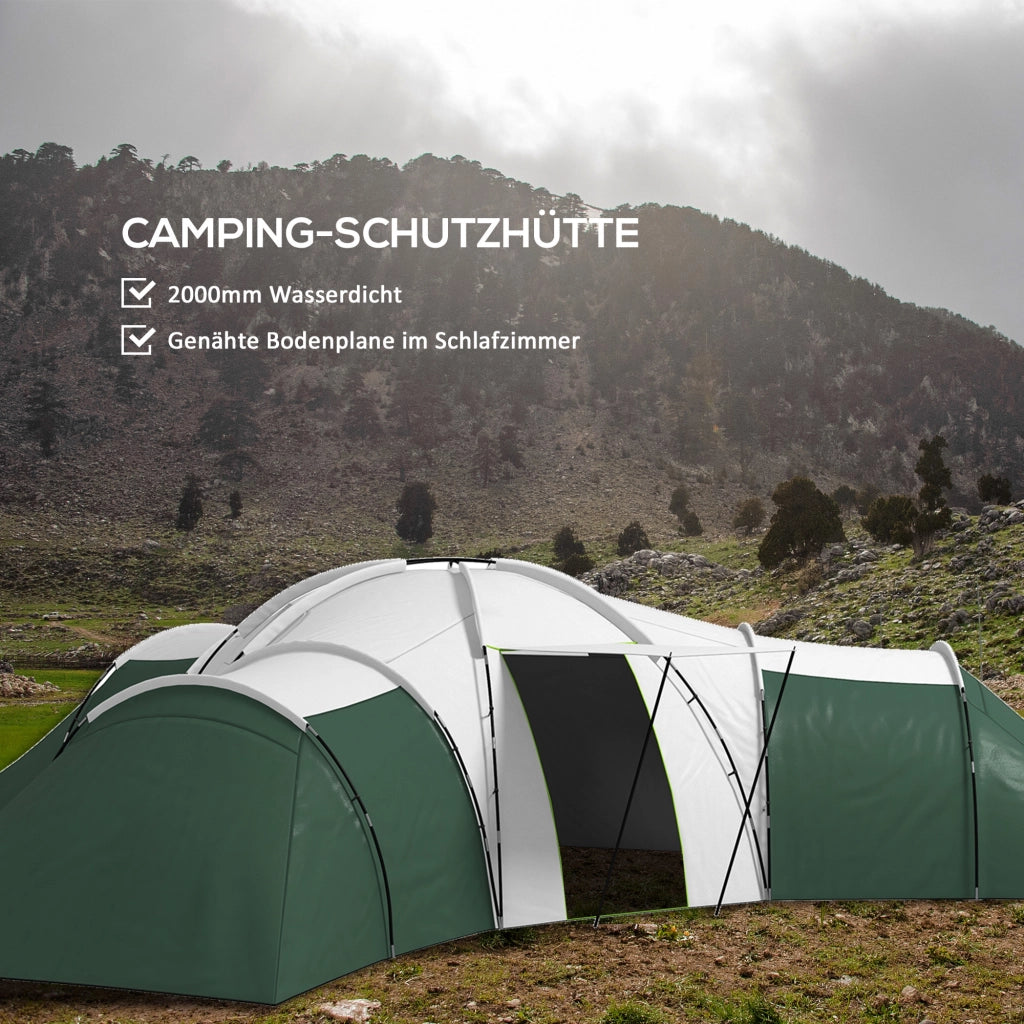 Tenda da campeggio 4 stanze per 6-9 persone ¨C zephmum ¨C Verde 615x615x225 cm
