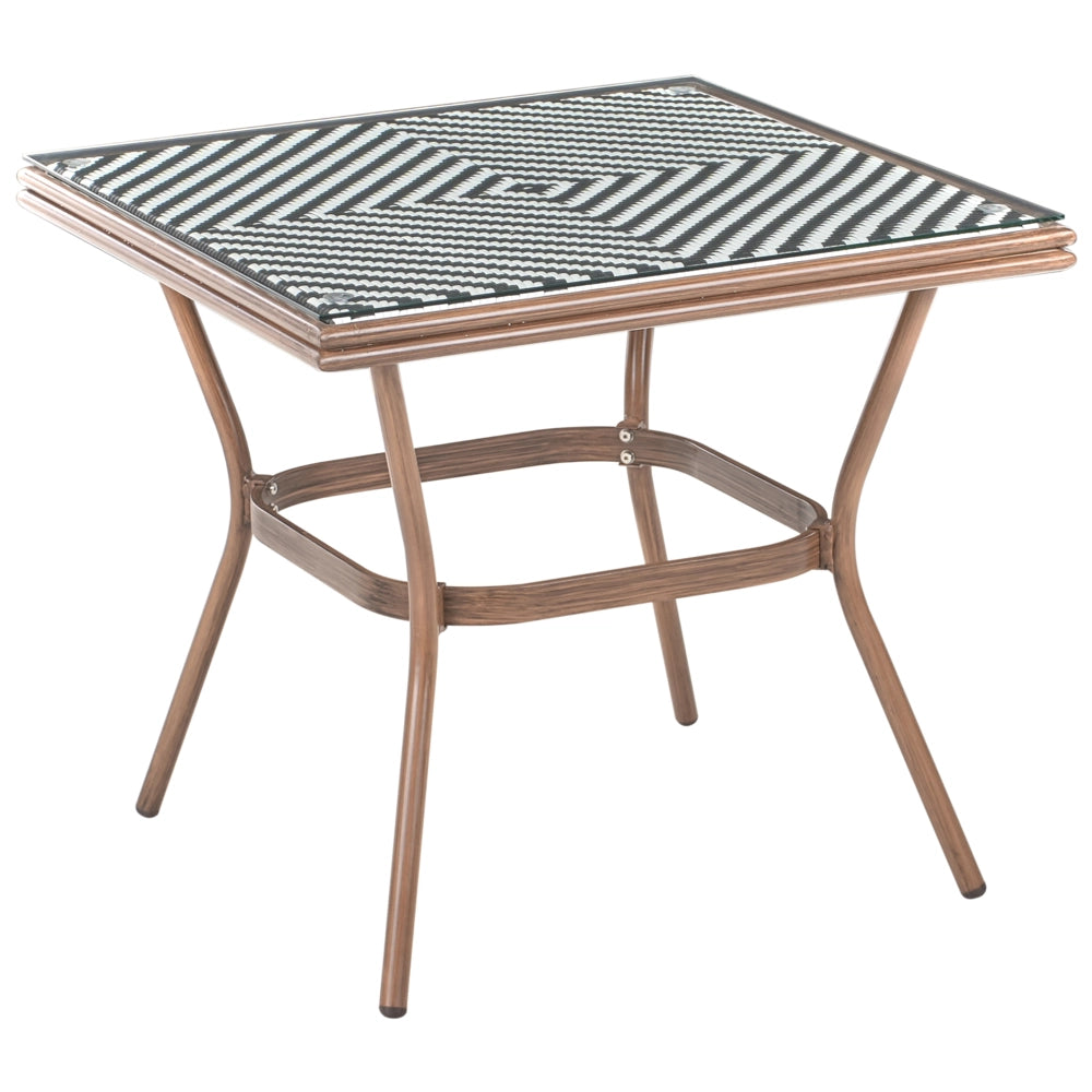 Set da pranzo da giardino a 4 posti in rattan marrone scuro e alluminio Bianco e nero struttura in alluminio