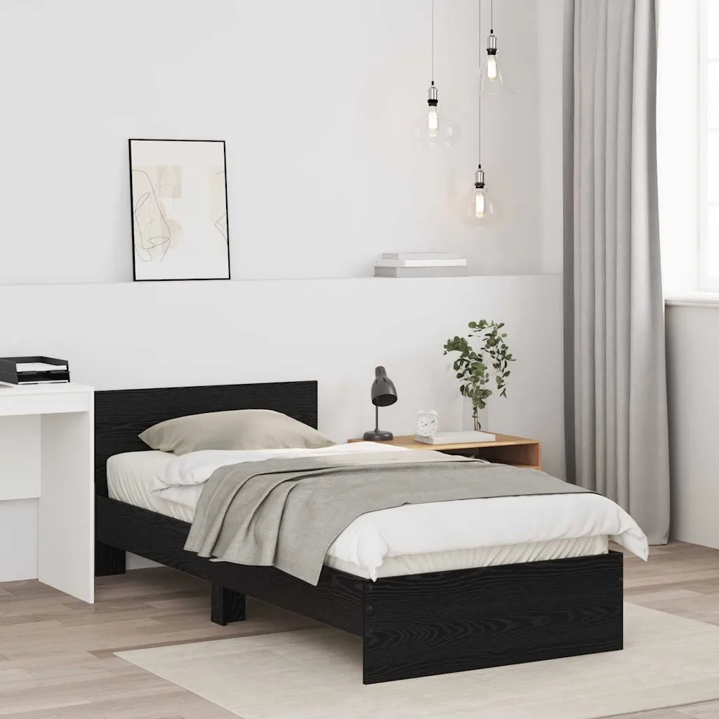 Struttura del letto Montaggio a parete Rovere Nero 75 x 190 cm 871662