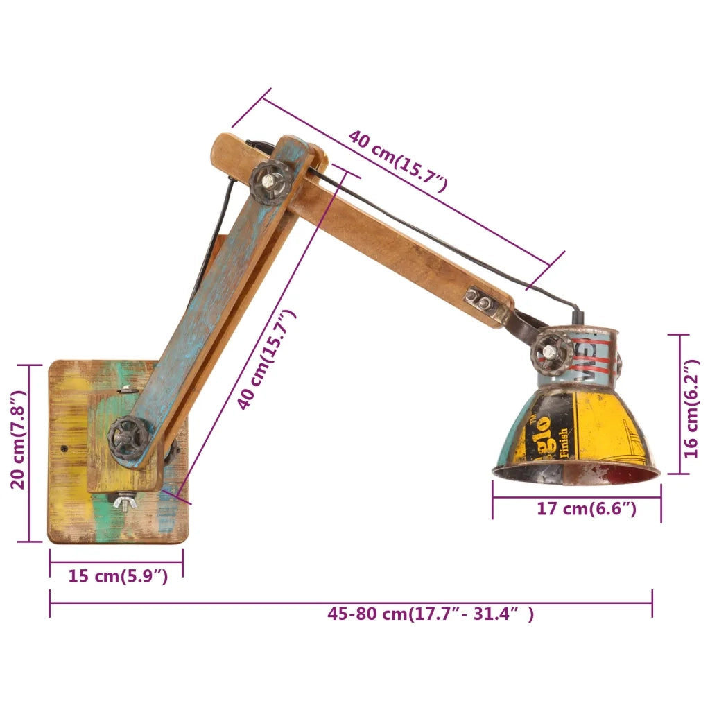 Lampada da Parete in Stile Industriale Rotonda Multicolore E27 344403