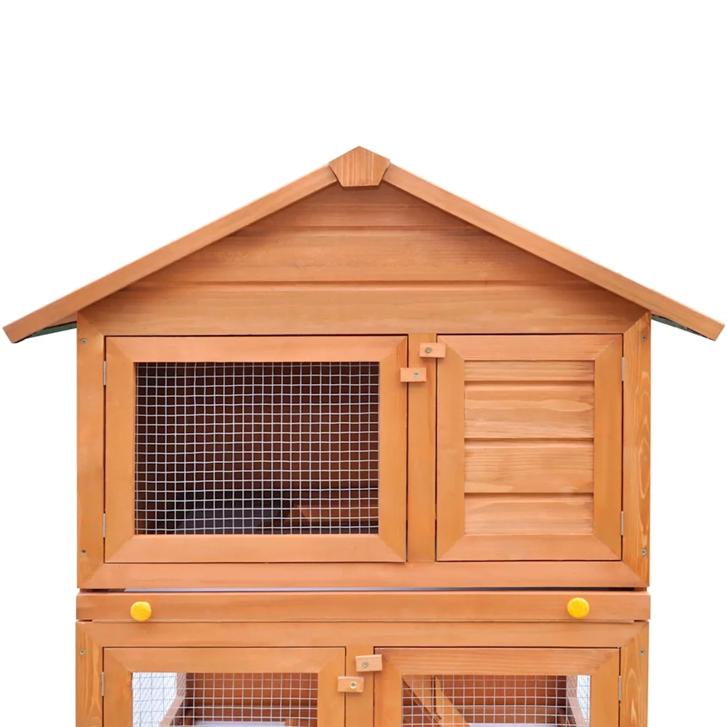 Conigliera all'Aperto Gabbia Animali Piccoli a 3 Livelli Legno 170161