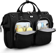 Borsa da viaggio per bambini, borsa da viaggio con pannolino e piano per cambiare per genitori (nero)