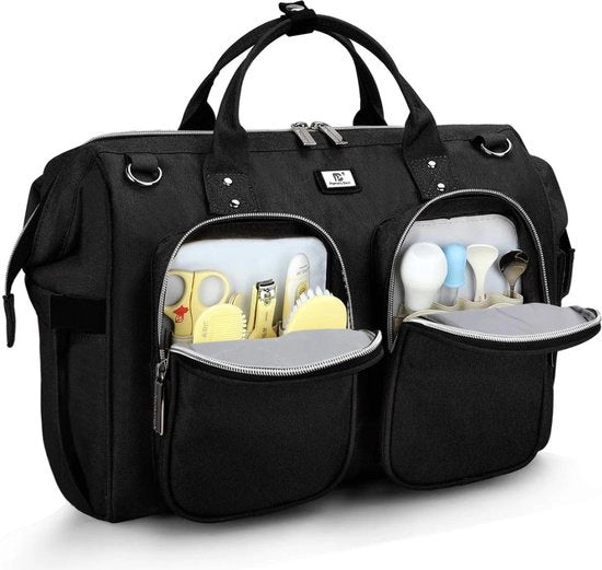 Borsa da viaggio per bambini, borsa da viaggio con pannolino e piano per cambiare per genitori (nero)