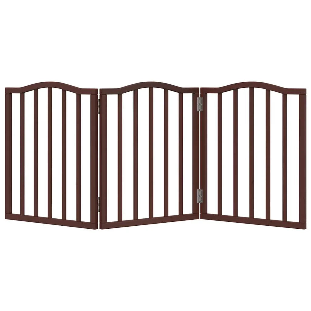 Cancelletto di sicurezza pieghevole per cani a 3 pannelli 150 cm legno di pioppo marrone 02_0023063