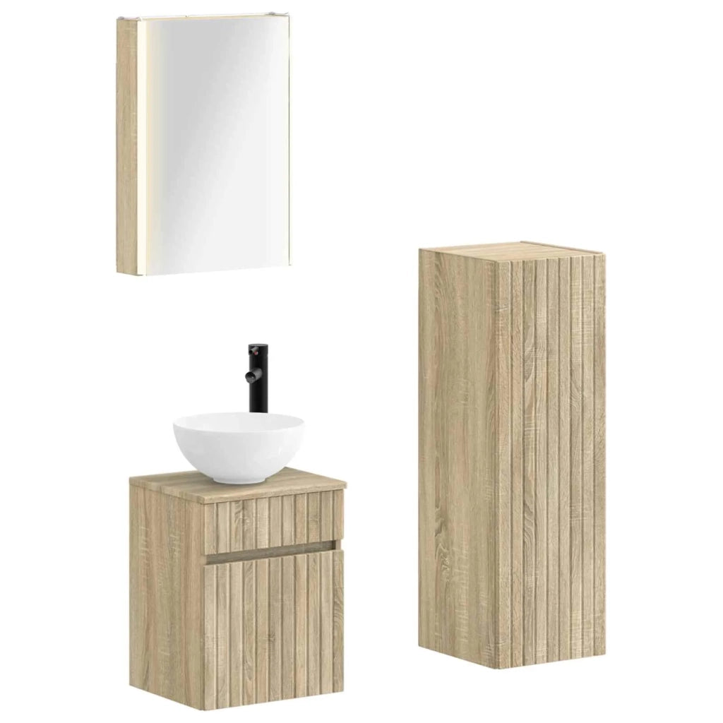 Set di mobili per il bagno 4 pcs Rovere Sonoma 3407473