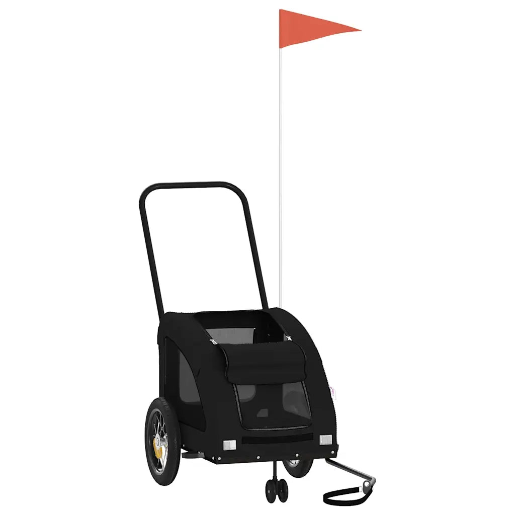 Rimorchio da Bici per Animali Nero Oxford e Ferro CFW8017981