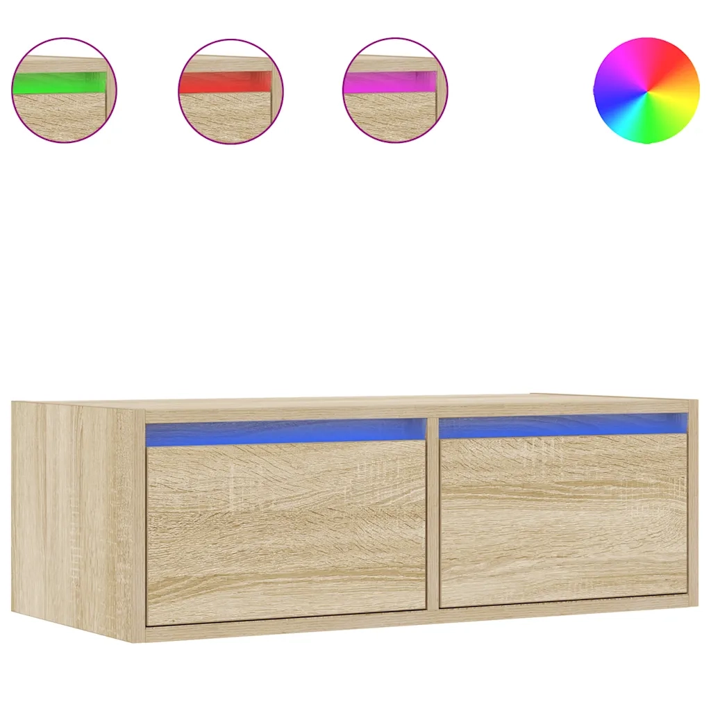 Mobile Porta TV con Luci LED Rovere Sonoma 75x35,5x25 cm