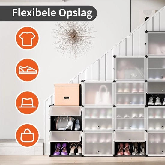 Cassettone per scarpe - 2 x 8 livelli - cassa modulare cubo - spaziale - ingresso camera da letto