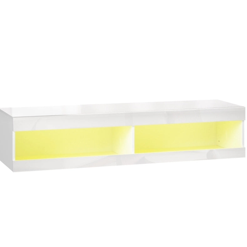 Mobile TV 140x40x30 cm con illuminazione LED RGB; legno; bianco lucido