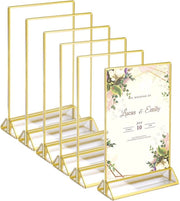 Fotolijst A5 Goud - Doppia Fotolijst - Tavolo per Fotografie in Vetro Acrilico - 6 Pezzi - 13 x 18 cm - Frame Elegante in Oro - Supporto per Quadri