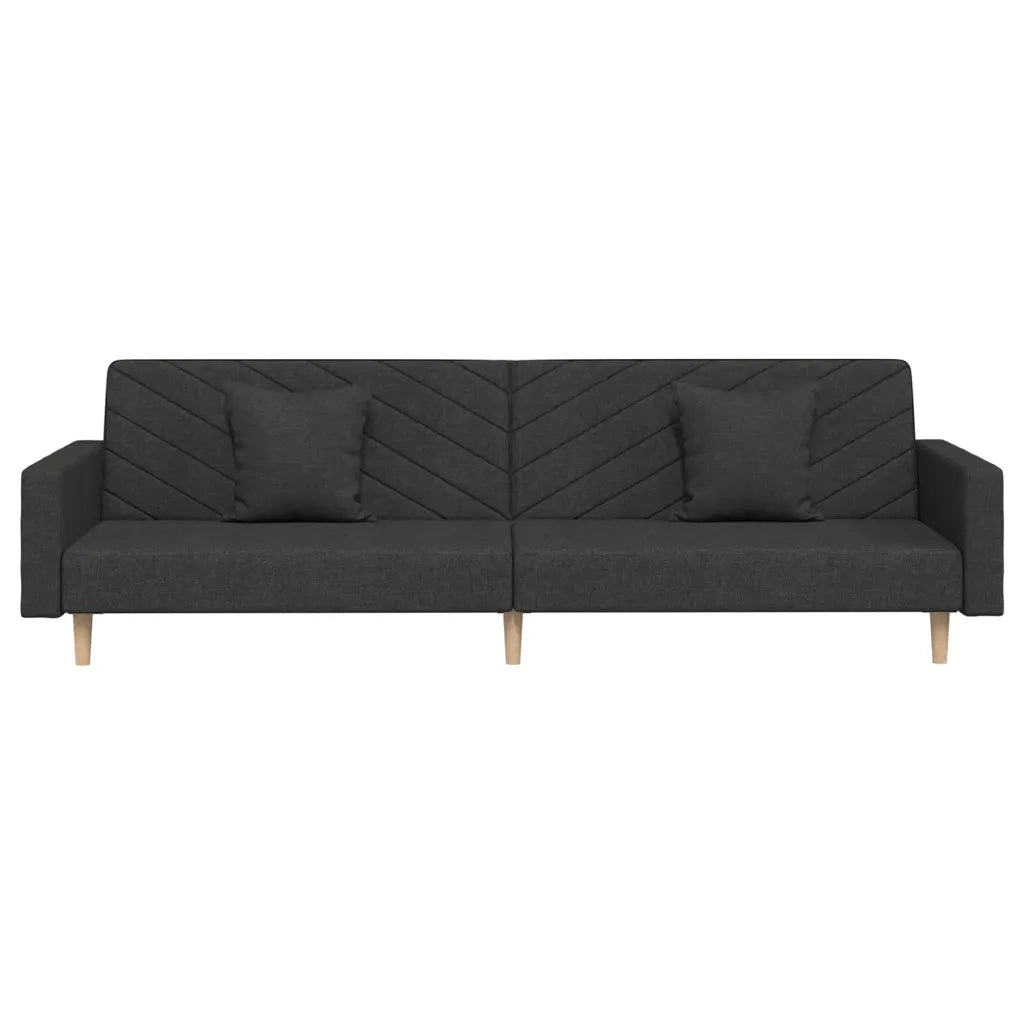 Divano Letto a 2 Posti con 2 Cuscini Nero in Tessuto 375901