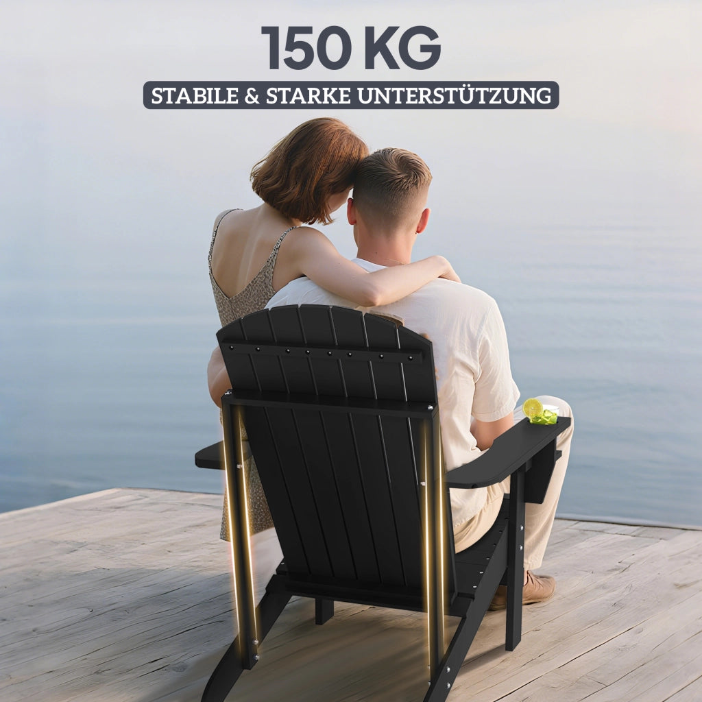 Sedia Adirondack con portabicchiere ¨C zephmum ¨C Legno massello nero 72x95x93 cm