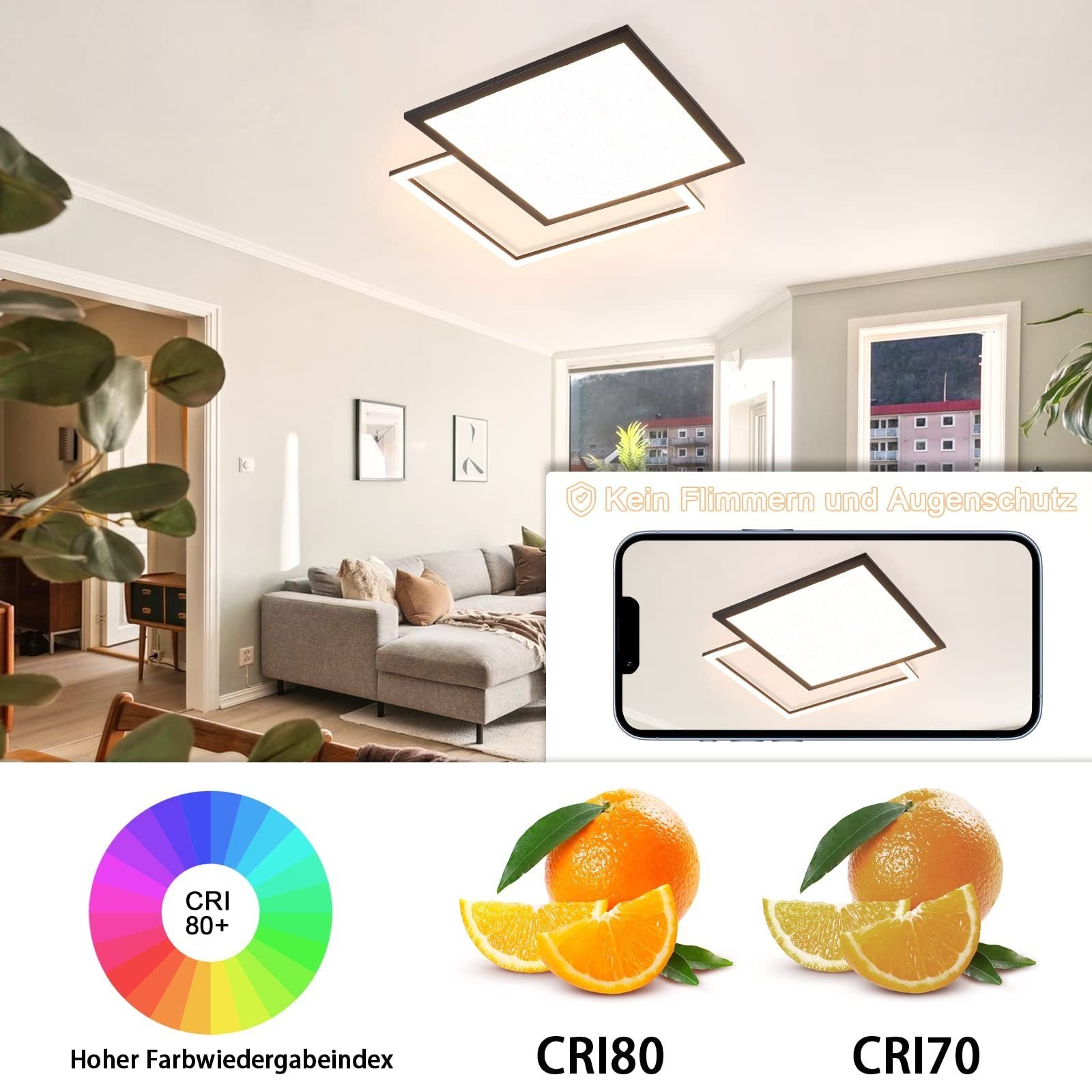 ZMH Lampada da soffitto plafoniera LED doppia stella 46W per soggiorno