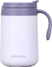 Tazza da caffè in acciaio inossidabile a doppia parete isolata con coperchio e manico regola la temperatura dei drink (bianco, 17oz)