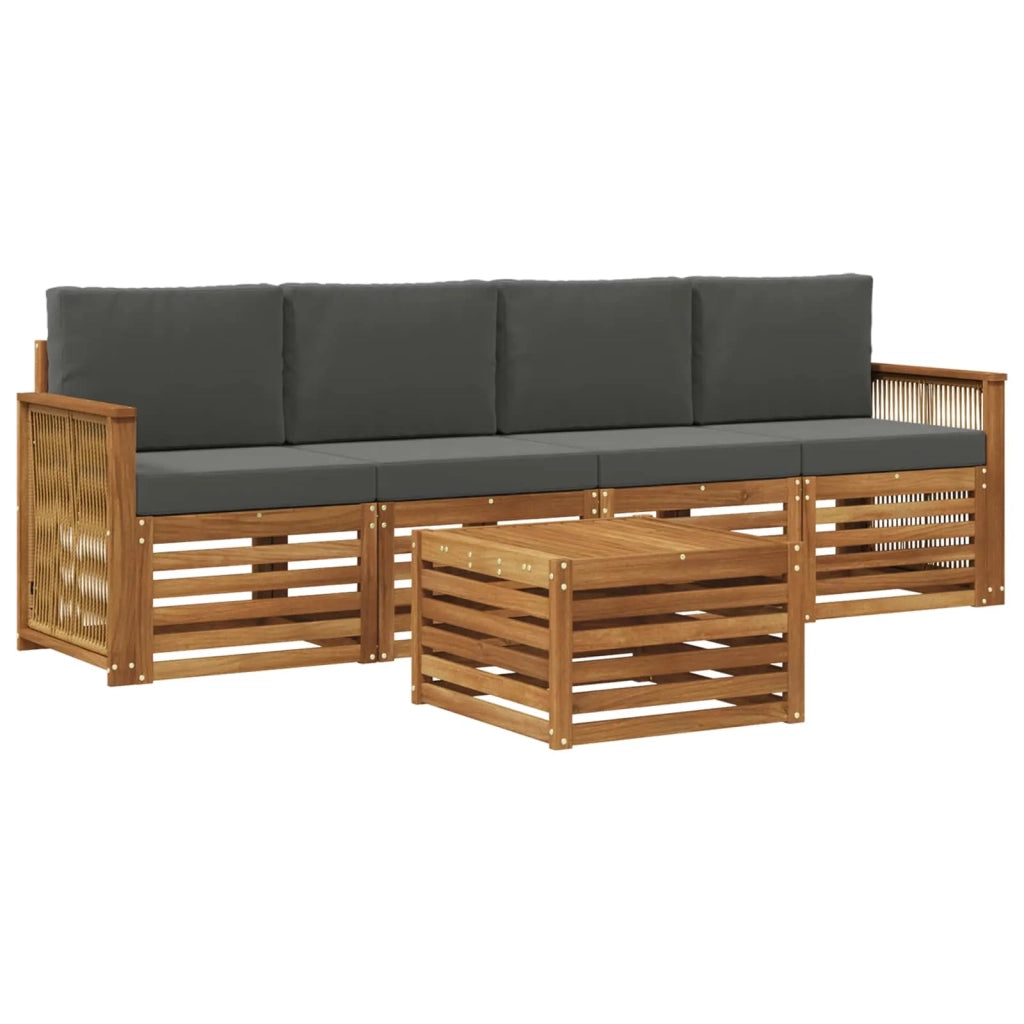 Set di divani da esterno 5 pz Naturale e Antracite 3383998