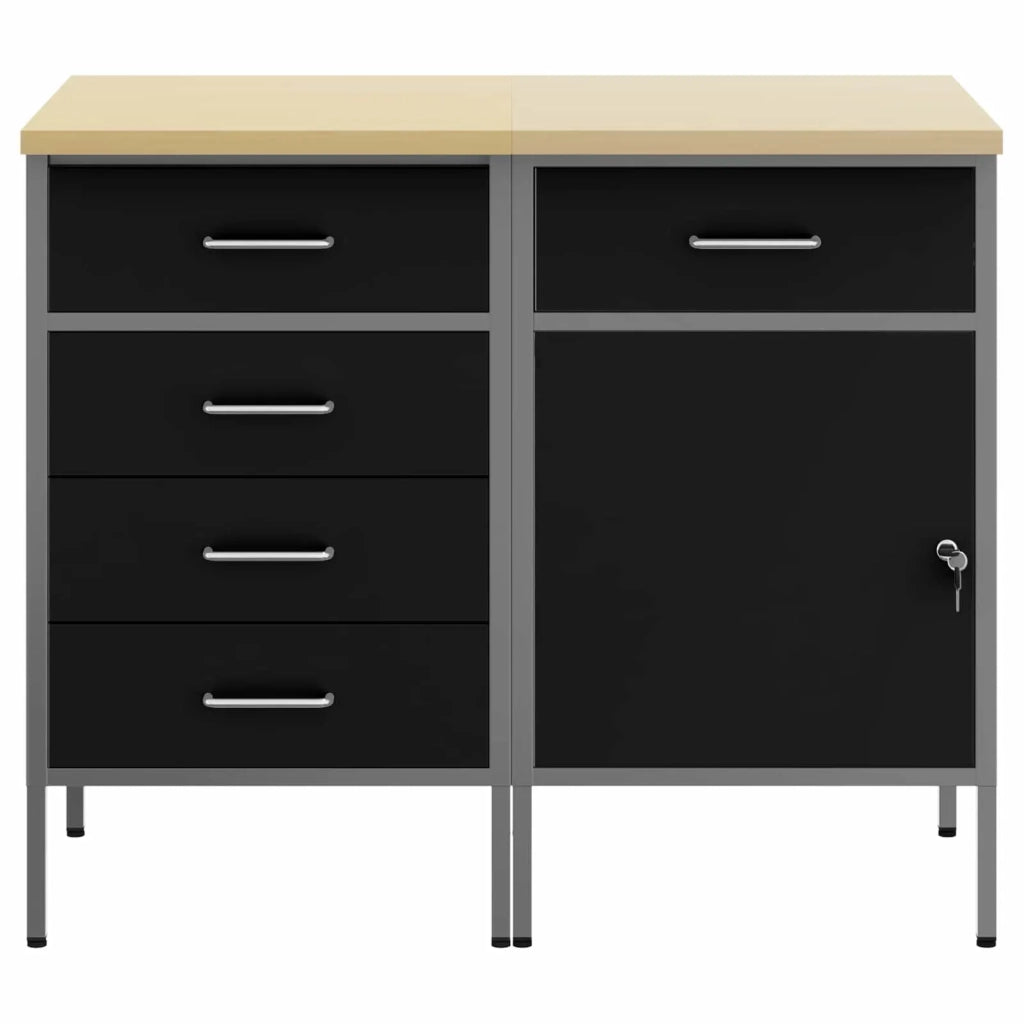 Mobile da lavoro 2 pz Nero e Grigio 100 x 55 x 85 cm CFW3298741