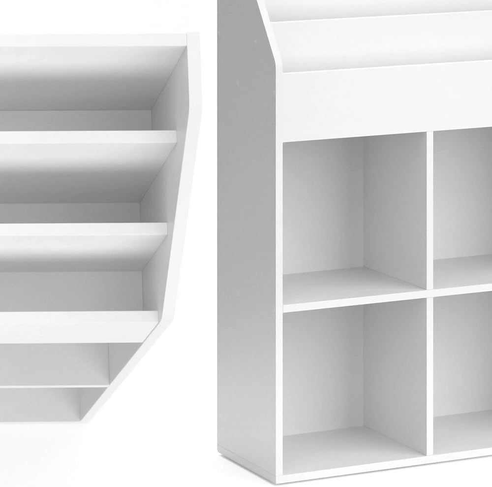 Libreria bambini Luigi, Bianco, 107.2 x 114.2 cm, combinabile per riporre giocattoli e libri