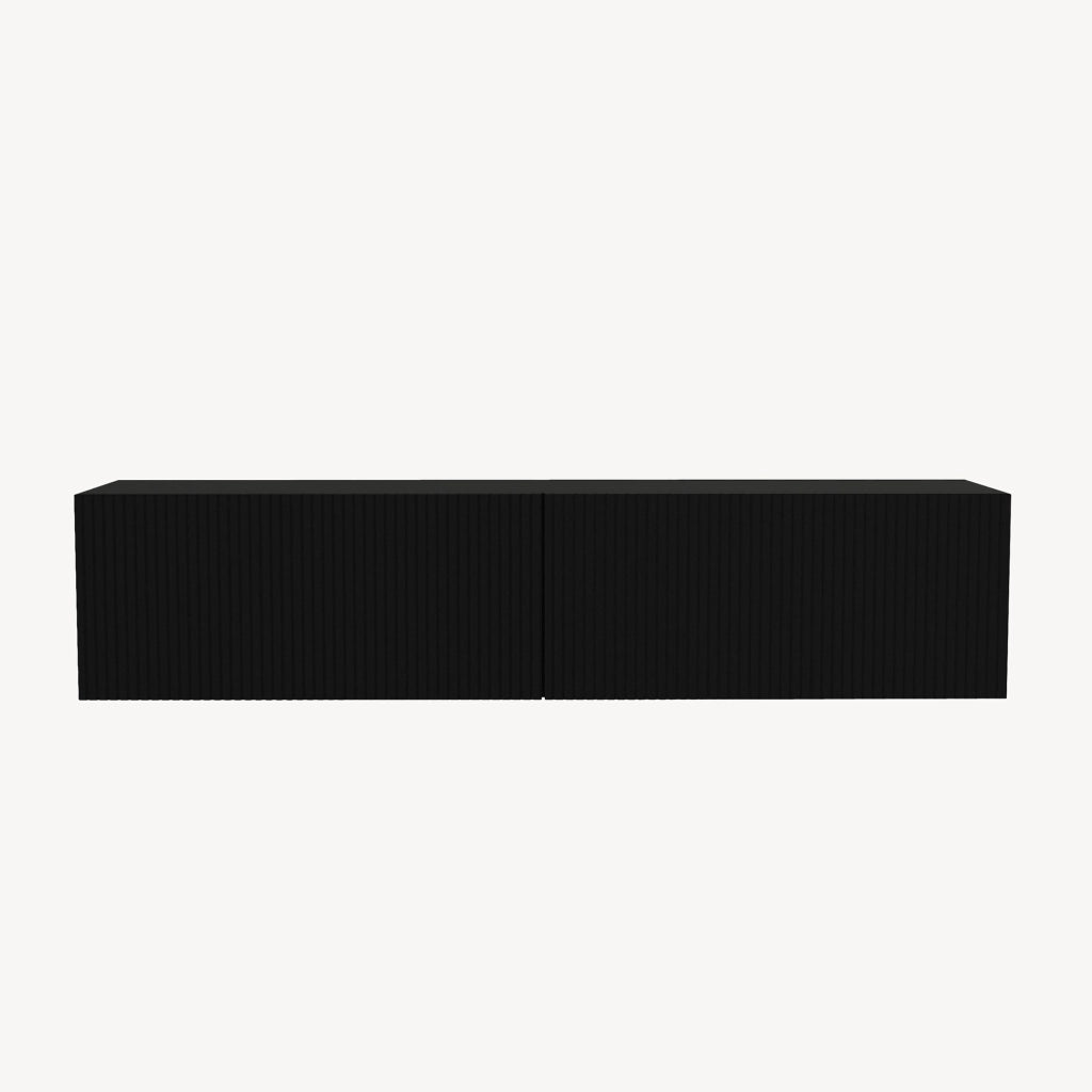 Mobile Porta TV da Parete Verpsboga con 2 Ante Decorative 135 x 32 x 30 cm - Nero [en.casa]
