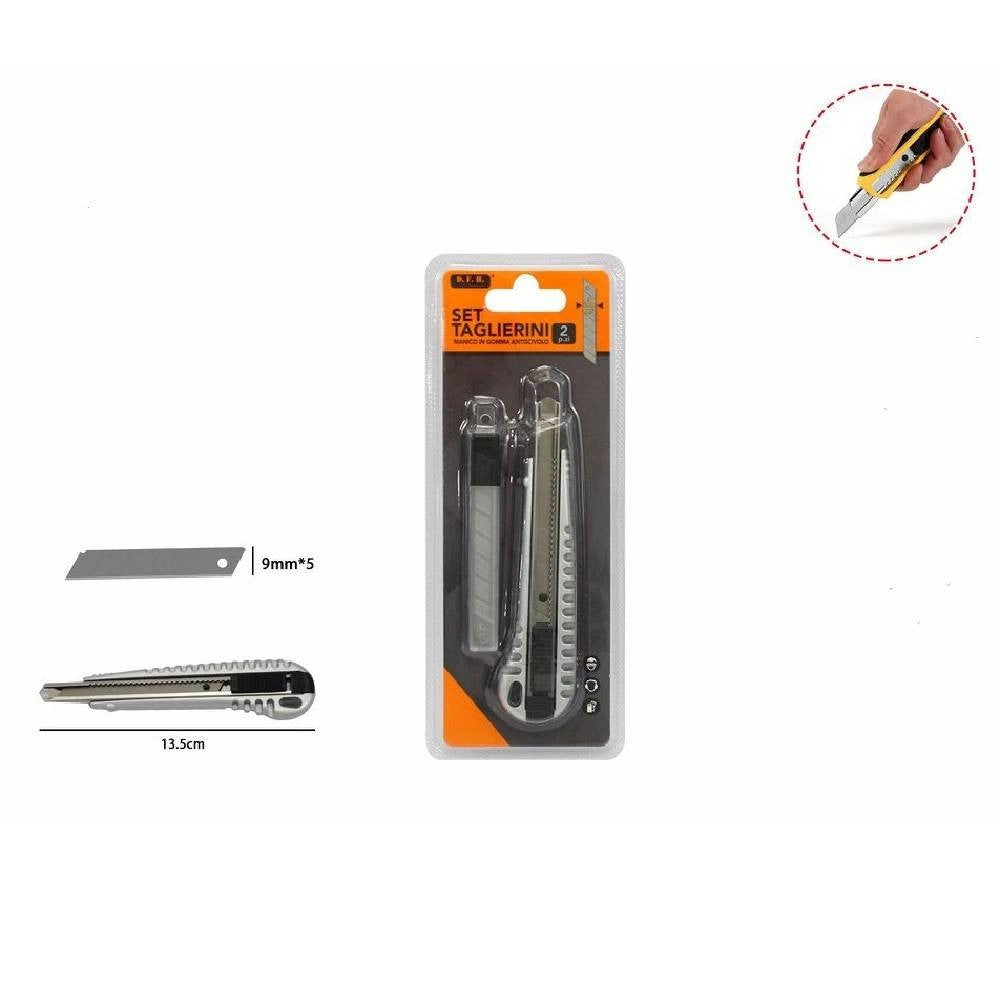Trade Shop - Taglierino Cutter Professionale 13.5cm Con Fermo Blocco Guida Lame Da 9 Mm 71076 -