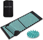 Matrice di Acupressione XL e Cuscino Set - Profonda Relaxazione e Alleviamento del Dolore | Matrice di Massaggio per Dolore alla Schiena, Stress e Insomnia | Matrice di Acupressione Ipoaderlegata - Nero e Foglia di Menta
