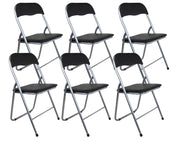 Set 6 Sedie Pieghevole 45x45x45/80 cm in Acciaio e PVC Imbottito Nera