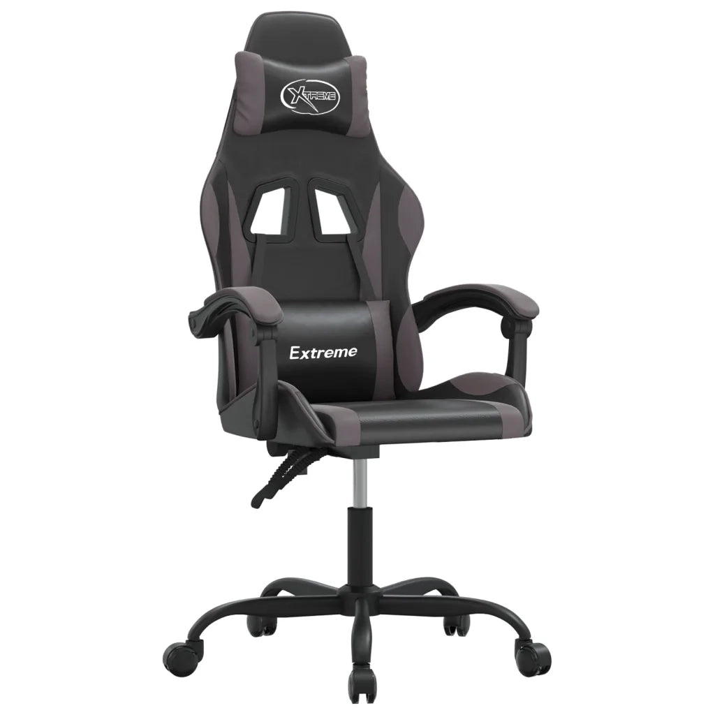 Sedia da Gaming | Sedia da e-sports Girevole Nera e Grigia in Similpelle