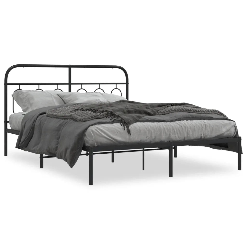 Giroletto con Testiera-Struttura Letto con testiera in Metallo Nero 140x190 cm 862399