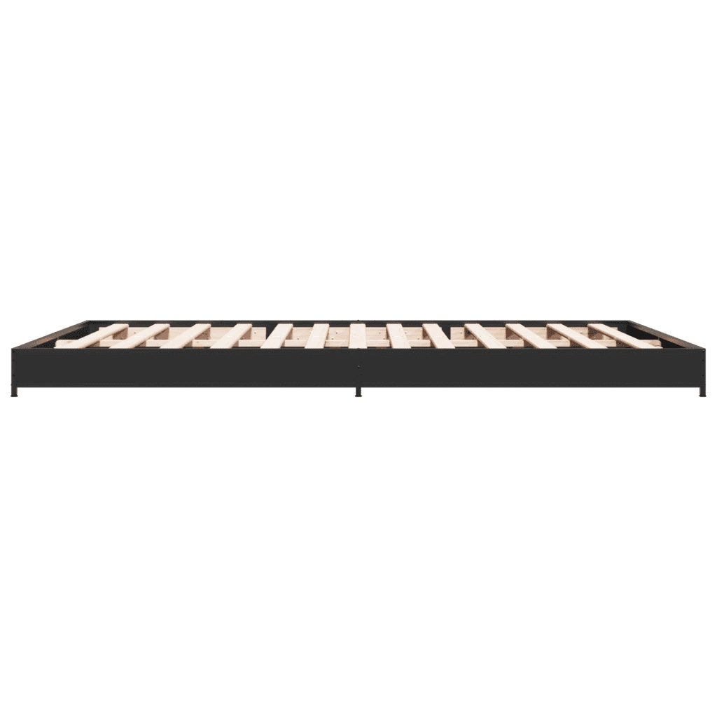 Giroletto-Struttura Letto Nero 135x190 cm in Legno Multistrato e Metallo 412832