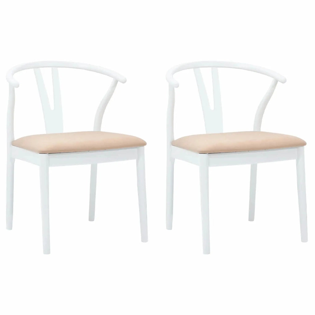 Sedia da pranzo 2 pz | Sedie da cucina Bianco e marrone Legno di gomma solido