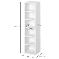Set 2 Librerie Scaffale porta CD e DVD a 12 Ripiani Totali per 204 CD, in Legno, 21x22.5x88.5 cm, Bianco
