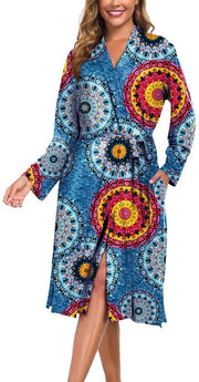 Kimono Donna Lungo, Leggero, Col V-Soft e Lunghe Maniche, Kimono con Tasche Adatto per Sauna Spa Surf Viaggi Abbigliamento Relax