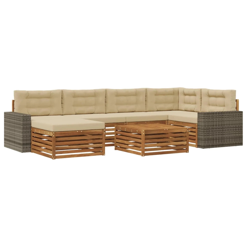 Set di divani da esterno 7 pz Naturale e Beige 3383611