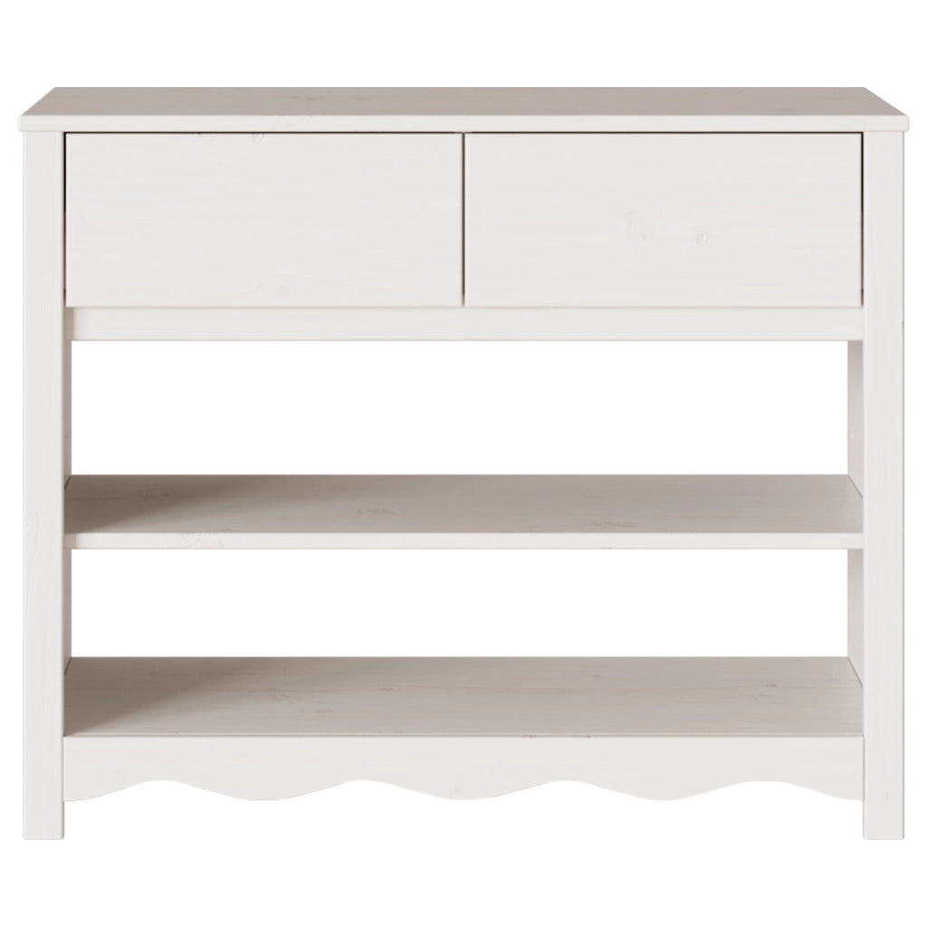 Tavolo Consolle "DRAMMEN" Bianco 89,5x37x73 cm Legno Massello Pino