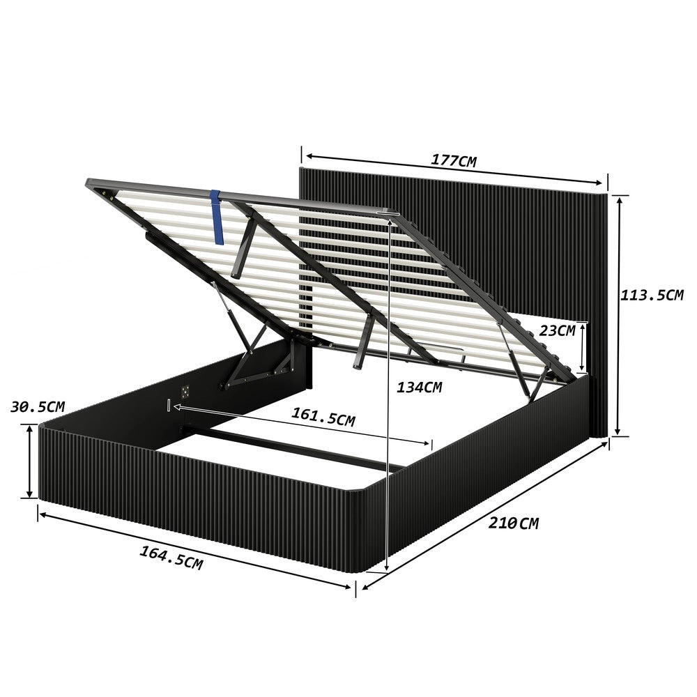 Letto Contenitore Matrimoniale con Sollevamento Idraulico ¨C MINIMAL ¨C Nero 160x200