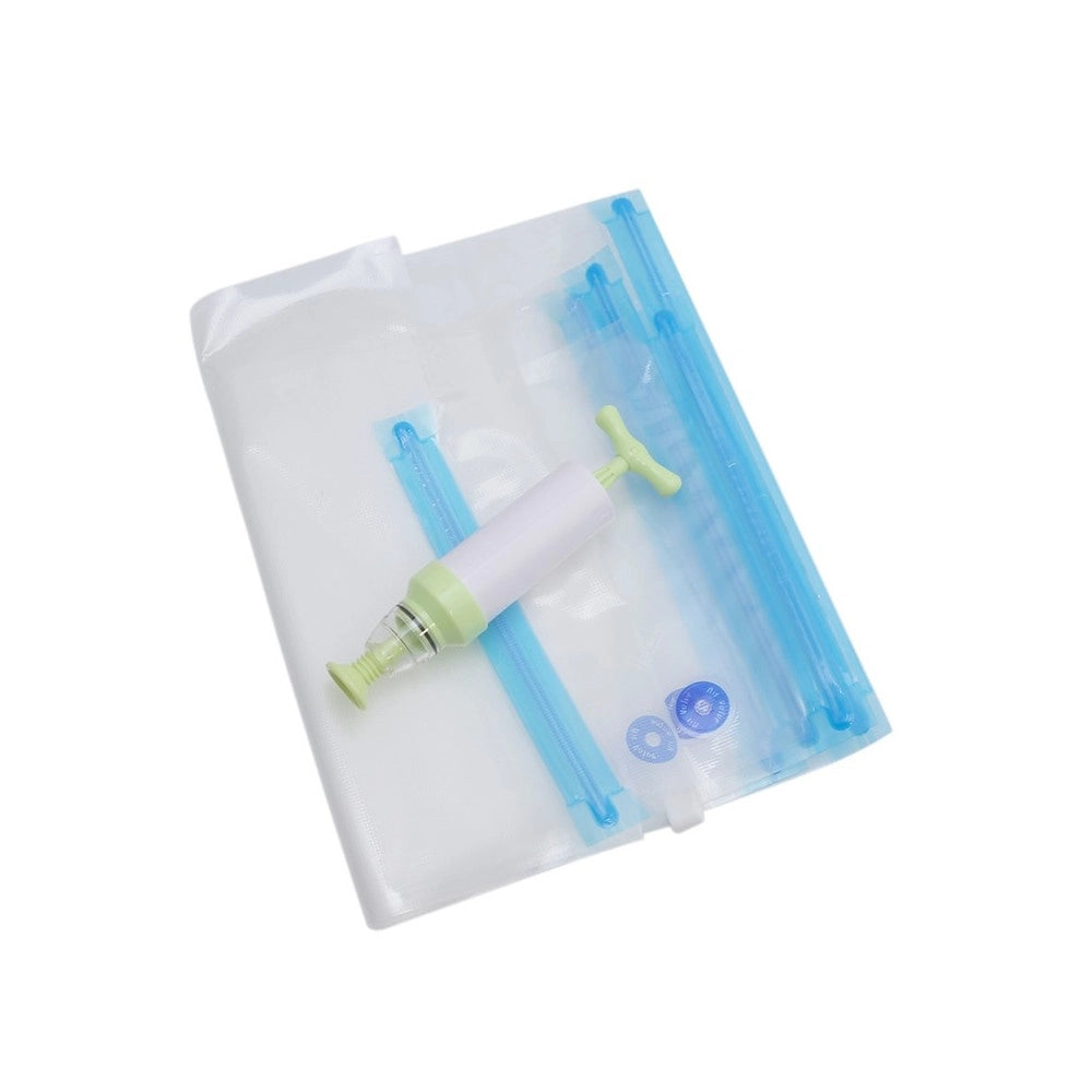 Trade Shop - Set Sacchetti Zip Sottovuoto Con Pompa A Mano 2 Clip Chiudi Buste Sigilla Chiudi -