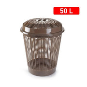 Cesta Portabiancheria Cestone Forato in Plastica Marrone 50 Litri