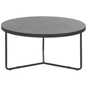 Tavolino Effetto Cemento con Gambe in Metallo Nero Rotondo Grande 80 x 80 x 40 cm Mobili Soggiorno