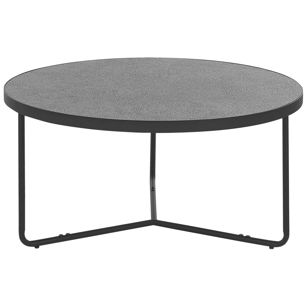 Tavolino Effetto Cemento con Gambe in Metallo Nero Rotondo Grande 80 x 80 x 40 cm Mobili Soggiorno