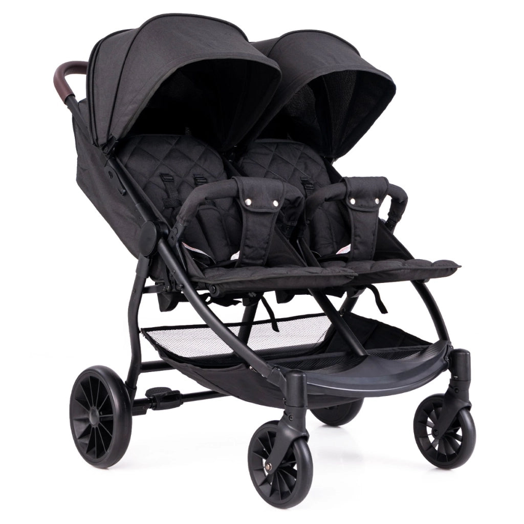 Passeggino doppio pieghevole per bambini con schienale regolabile, Passeggino portatile per neonati Grigio scuro-Passeggini per bimbi