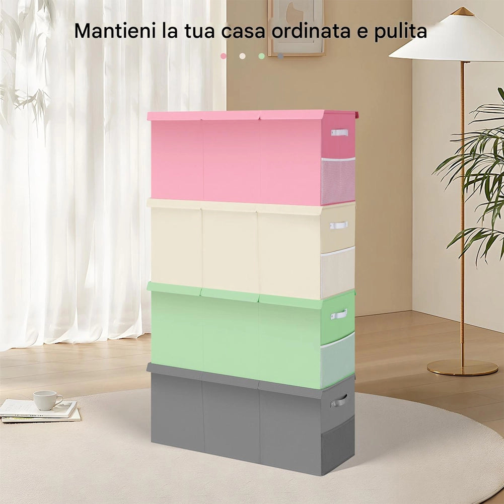 Contenitore Box 3 Scomparti Rosa Scatola Cesta Giocattoli Organizer Multiuso