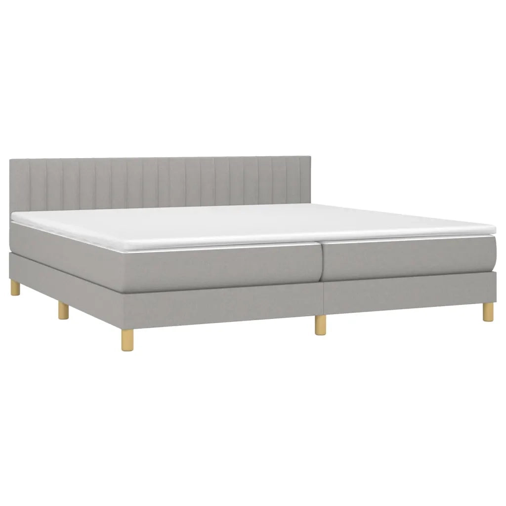 Letto a Molle Materasso e LED Grigio Chiaro 200x200 cm Tessuto 3133901
