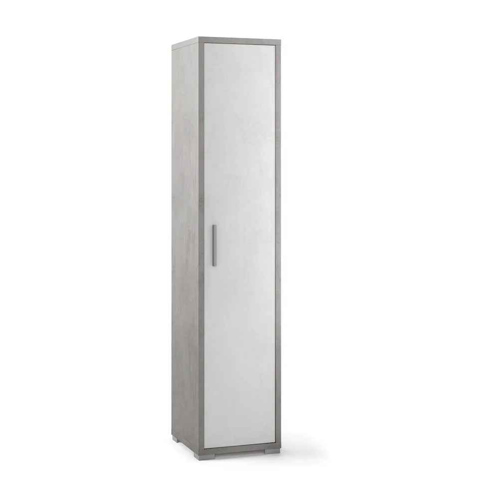 Armadio mobile colonna 1 anta 39x41x182h cm in kit colore Grigio cemento e Ossido bianco