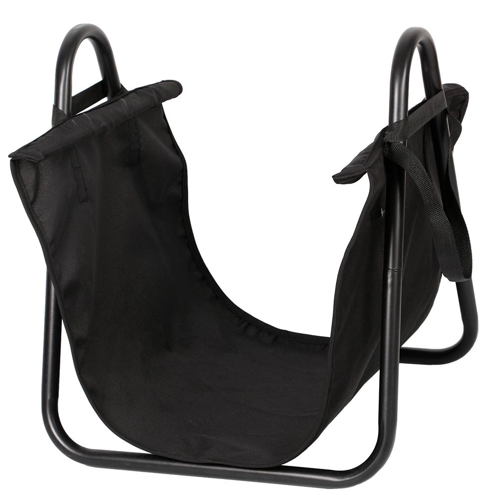 Culla Portalegna Metallo con Cesto Tessuto Oxford Porta Legna Camino Stufa Nero
