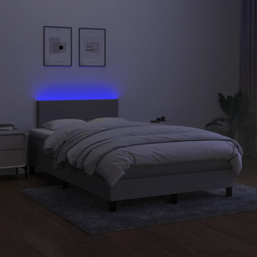 Letto a Molle Materasso e LED Grigio Chiaro 120x200 cm Tessuto cod mxl 57761